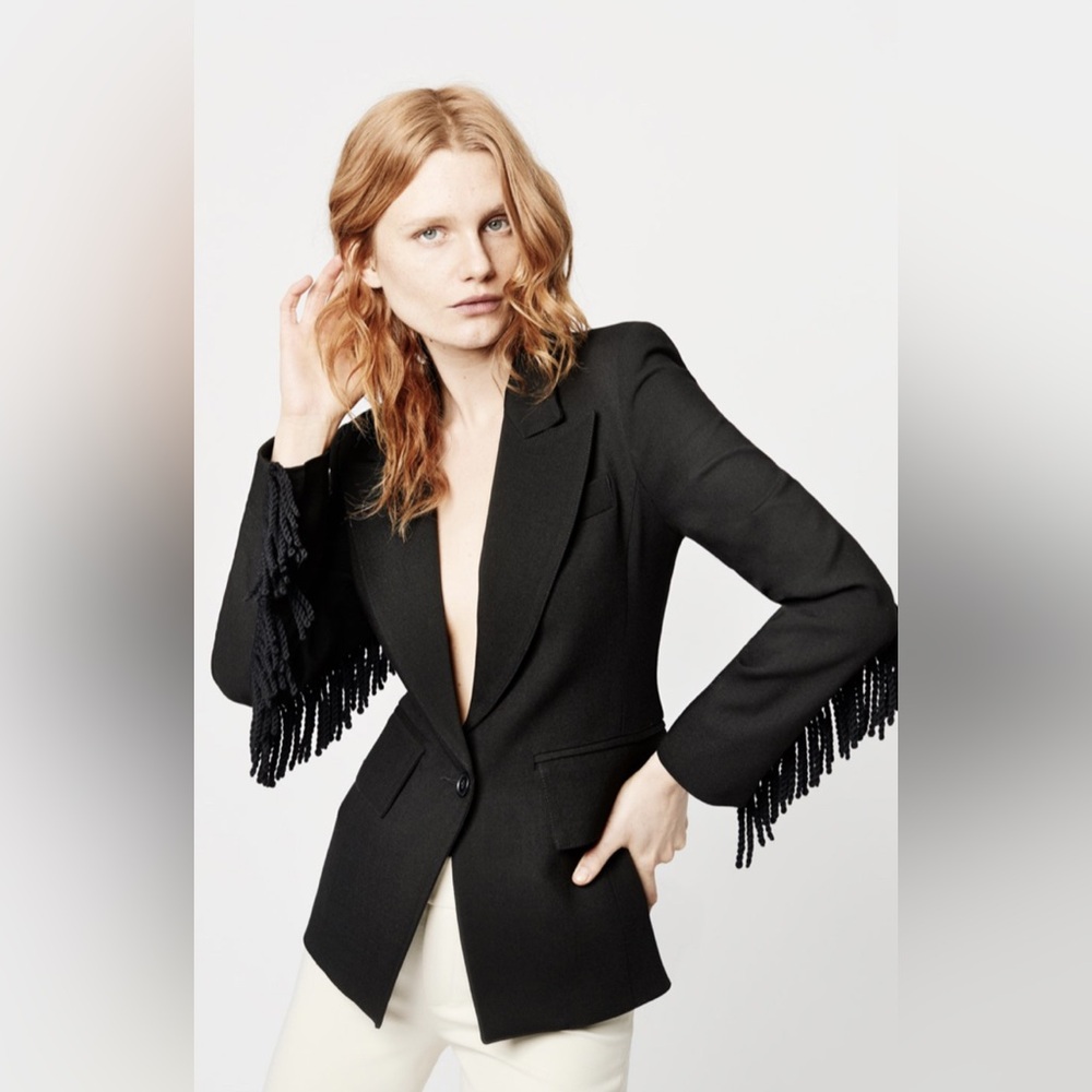 Smythe Fringe Black Blazer Size 12